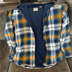 RedHead Plaid Flannel Hooded Shirt Jacket with pockets
